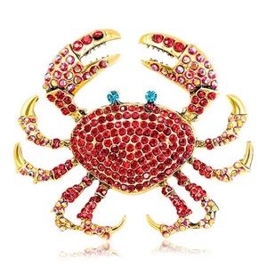 Large Red Crab Pin Brooch | Coastal Ocean Summer Beach Jewelry | Statement